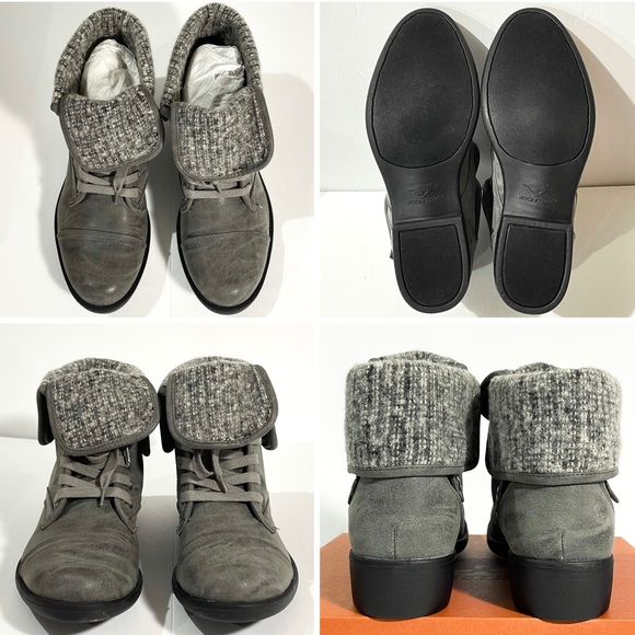 Rocket Dog Taylor Heirloom Fold Down Sweater Cuff Combat Style Ankle Boots - Picture 15 of 16